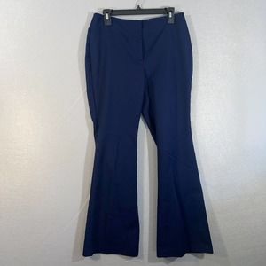 Chicos Pants Womens 0.5 Blue Dark Pockets High Waisted Flared Business Casual